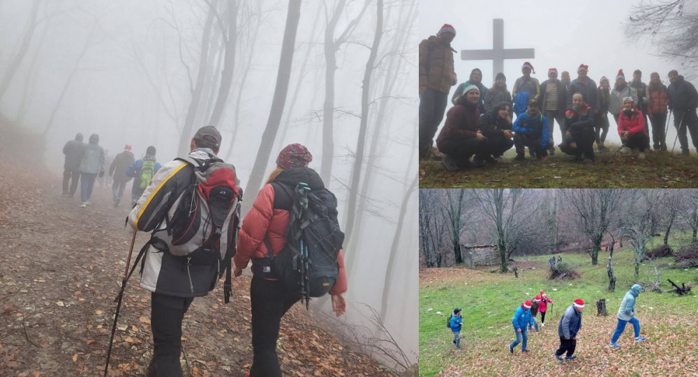 Με ομίχλη και σκουφάκια Άη Βασίλη η πεζοπορία στην Άνω Κερασιά
