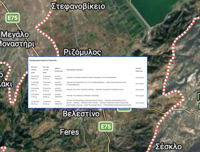 Διακοπές ρεύματος Τετάρτη και Πέμπτη