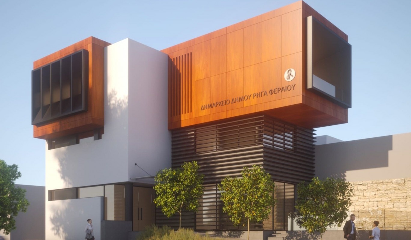 Η πίσω όψη επί της οδού Ρήγα Φεραίου